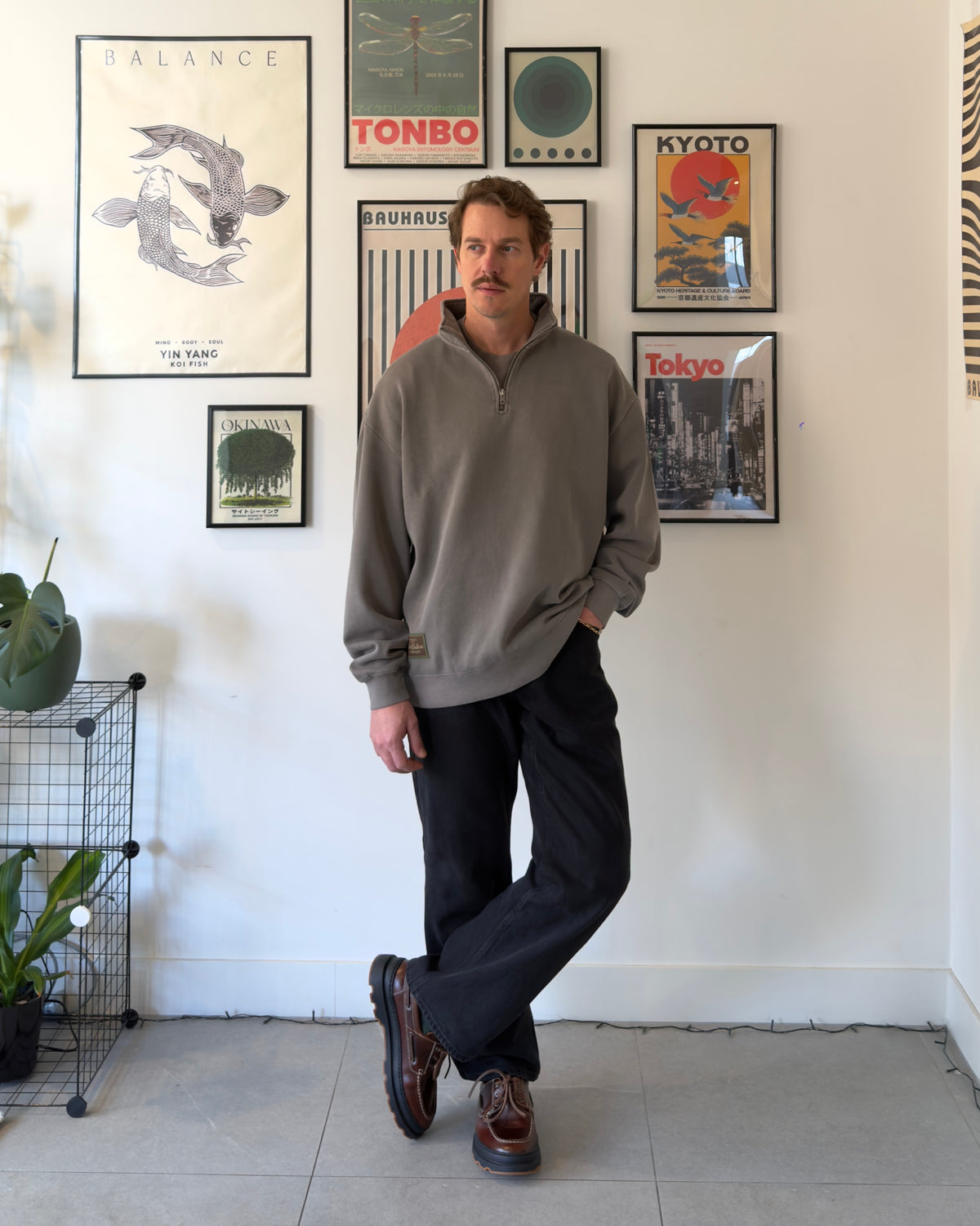 THE SLOW Relaxed Half-Zip – Mushroom