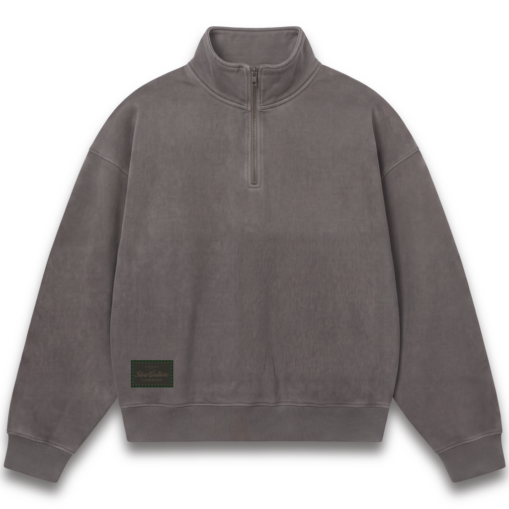 THE SLOW Relaxed Half-Zip – Mushroom