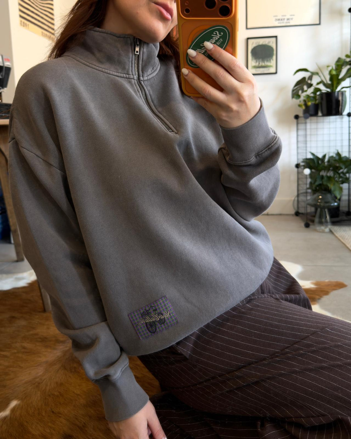 THE SLOW Women's Relaxed Half-Zip - Mushroom