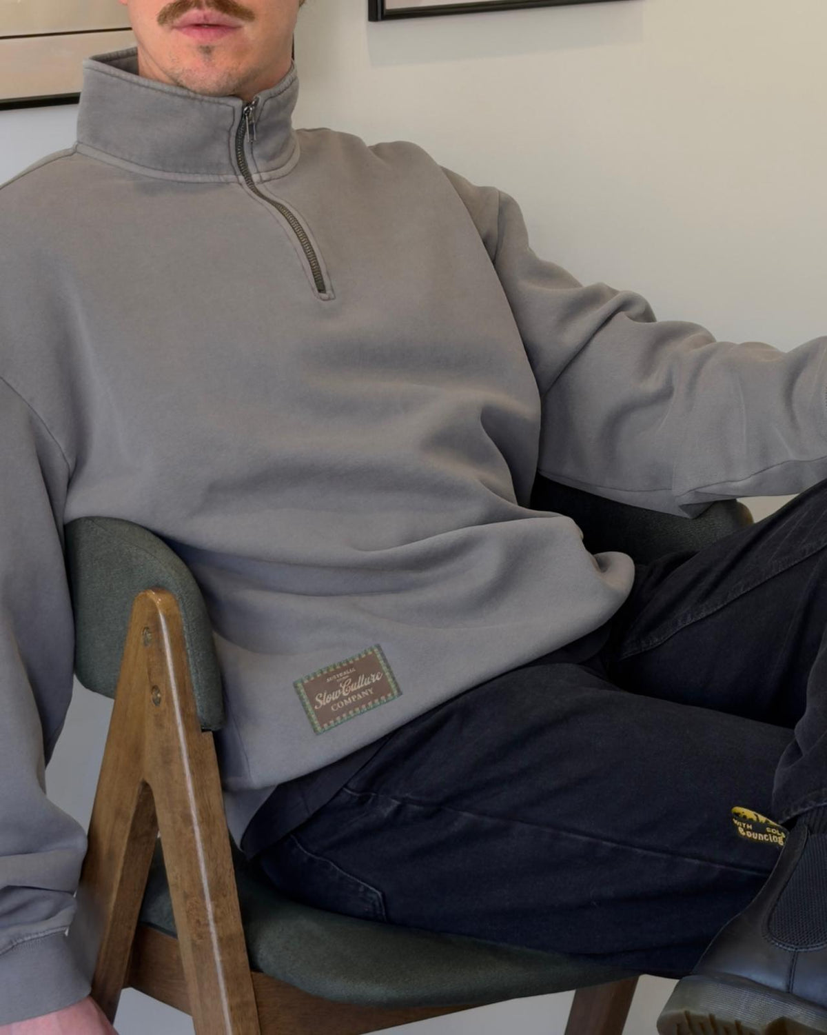 THE SLOW Relaxed Half-Zip – Mushroom